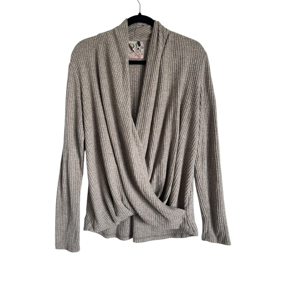Akemi + Kin Anthropologie Women's Taupe Draped Sweater